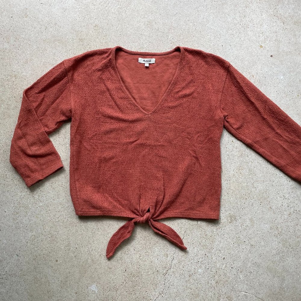 Madewell Texture&Thread Long Sleeve Tie-Front Top